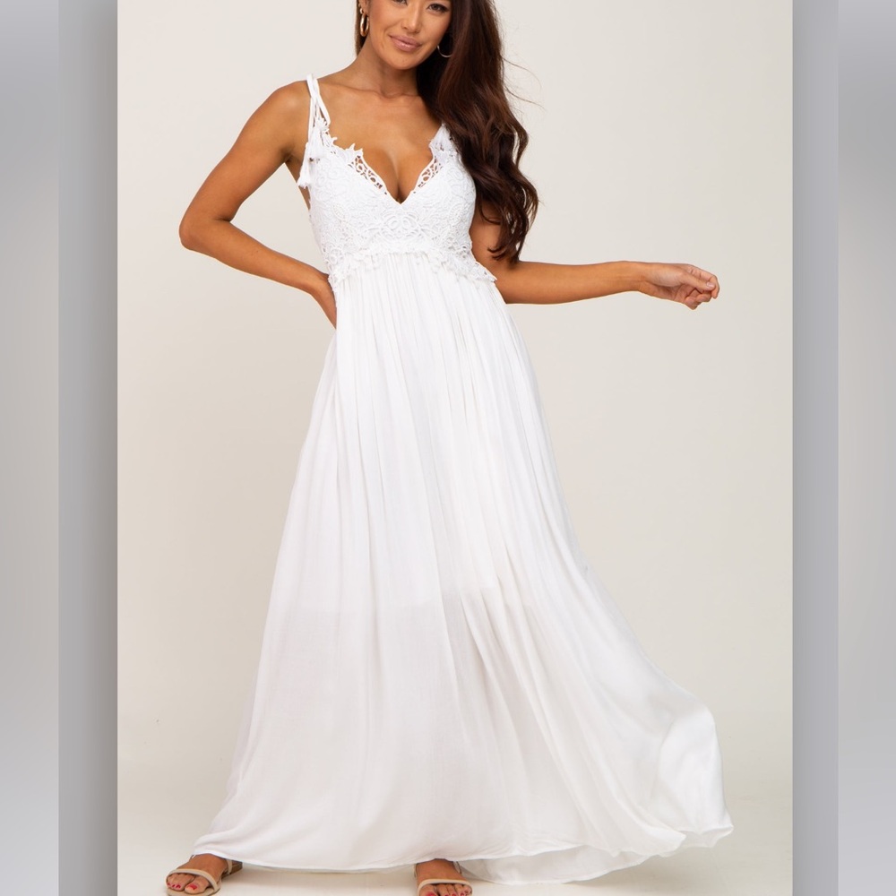 White Pinkblush Elegant Lace Maxi Dress
